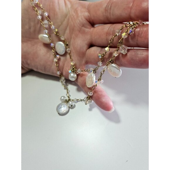 **Sale** DOL 2 strand cut AB crystals and pearl necklace - Picture 3 of 11